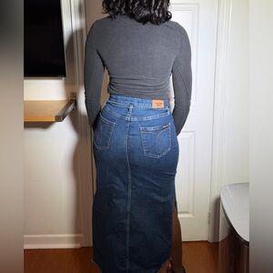 Calvin Klein Jeans Dark Blue Denim Side Split Skirt